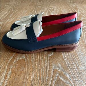NWOT FRANCO SARTO Carolyn Patriotic Loafers  Red Blue White Women’s Size 8.5W